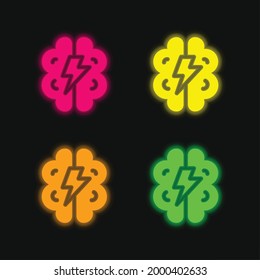 Brainstorming vier farbige leuchtende Neonvektorsymbol