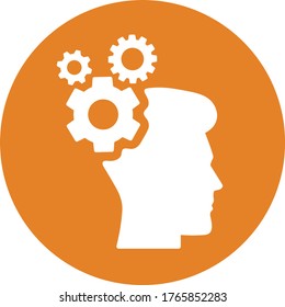 Brainstorming, gear, head, strategy icon design