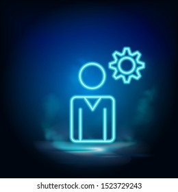 Brainstorming, gear neon vector icon. Blue neon, Business neon vector icon.