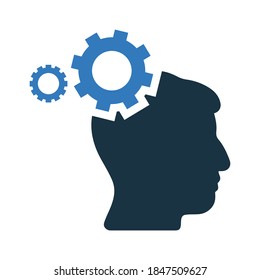 Brainstorming, gear, think icon. Editable vector isolated on a white background.