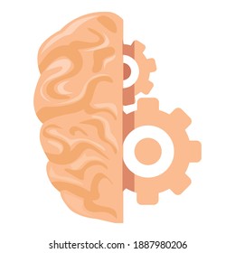 Brainstorming gear wheels icon. Cartoon of brainstorming gear wheels vector icon for web design isolated on white background