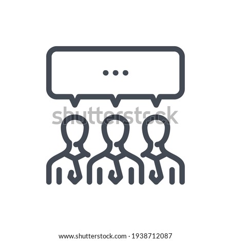 Brainstorming and General discussion line icon. Team conversation vector outline sign.