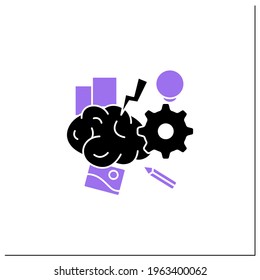 Brainstorming glyph icon.Relaxed, informal approach to problem solving with lateral thinking. Exchange, generate ideas.Designer skills concept.Filled flat sign. Isolated silhouette vector illustration