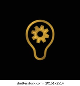 Brainstorming gold plated metalic icon or logo vector