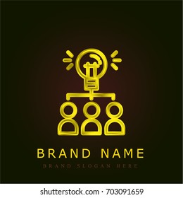 Brainstorming golden metallic logo