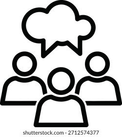 Lluvia de ideas Grupo Idea Sharing Icon Vector. Icono de Vector de un grupo de personas con una burbuja de pensamiento compartida, que simboliza sesiones de lluvia de ideas, intercambio de ideas y pensamiento colectivo.