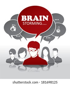 Brainstorming mit einer Gruppe von Menschen