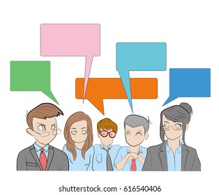 Brainstorming with group of people. Think different concept with bubble, vector illustration 