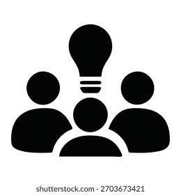 Silhouettensymbol für Brainstorming-Gruppen - Teamidee und Symbol für kreative Zusammenarbeit