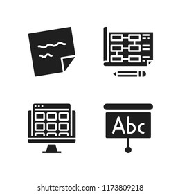 brainstorming icon. 4 brainstorming vector icons set. planning, note and presentation icons for web and design about brainstorming theme