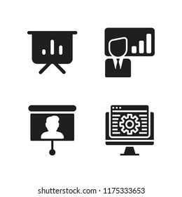 brainstorming icon. 4 brainstorming vector icons set. presentation, employment presentation and programming icons for web and design about brainstorming theme