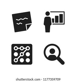brainstorming icon. 4 brainstorming vector icons set. note, searching a person and security code icons for web and design about brainstorming theme