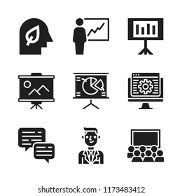 brainstorming icon. 9 brainstorming vector icons set. presentation, manager and dialog icons for web and design about brainstorming theme