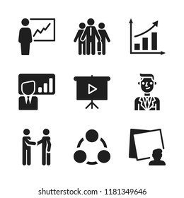brainstorming icon. 9 brainstorming vector icons set. organization, employment presentation and presentation icons for web and design about brainstorming theme