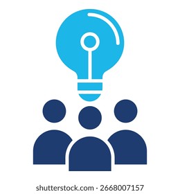 Icono de lluvia de ideas en diseño plano monocromo azul, Ilustración vectorial