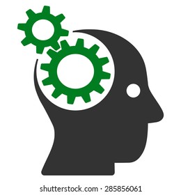 Brainstorming icon from Business Bicolor Set. Vector style: flat bicolor symbols, green and gray colors, rounded angles, white background.