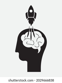 Brainstorming icon. Great idea and big think strategy silhouette. Vector illustration isolated on white background 