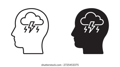 ícone de debate. Linha com traço editável e plana para Web idea storm mind symbol em preto e branco