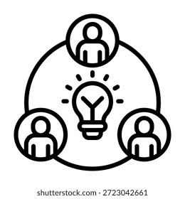 Ilustración vectorial de estilo de línea de icono de lluvia de ideas