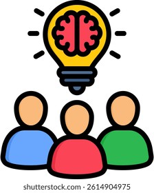 Brainstorming Icon Lineal Color Vector Illustration
