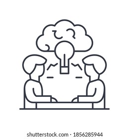 Brainstorming icon, linear isolated illustration, thin line vector, web design sign, outline concept symbol with editable stroke on white background.