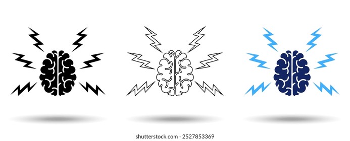 Brainstorming icon. Brainstorming icon on a white background, isolated. The icon has three uses in applications and websites. Vector illustration. Brainstorming icon on a white background.