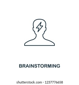 Brainstorming icon. Outline style thin design from business icons collection. Pixel perfect simple pictogram brainstorming icon for UX and UI