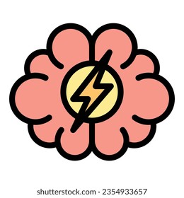 Brainstorming icon outline vector. Mind health. Energy balance color flat