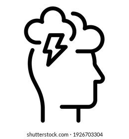 Icono de lluvia de ideas. Icono de vector de lluvia de ideas de esquema para diseño web aislado en fondo blanco