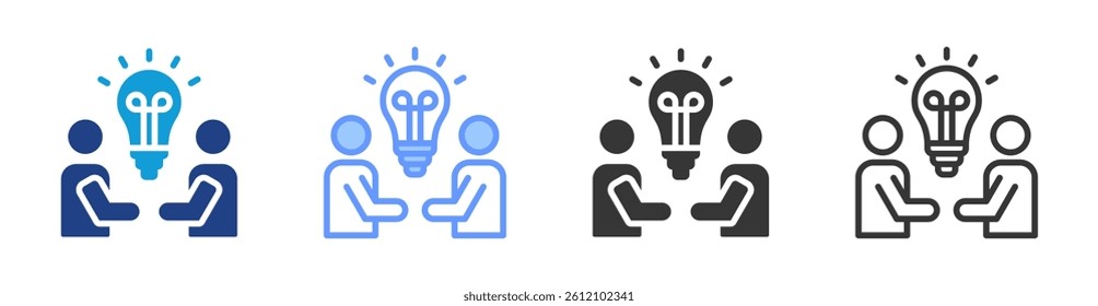 Brainstorming icon set multiple style collection