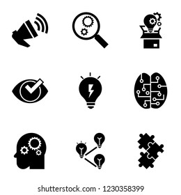 Brainstorming icon set. Simple set of 9 brainstorming vector icons for web design isolated on white background