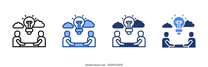 Brainstorming icon sheet multiple style collection