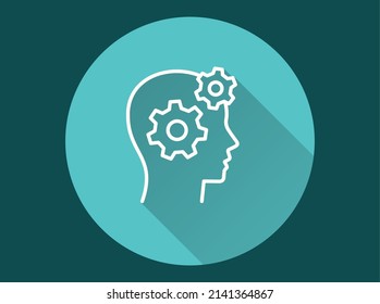 Brainstorming icon. Simple illustration with long shadow for graphic and web design.