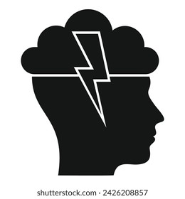 Icono de lluvia de ideas vector simple. Concéntrate en la visión. Caso de problema del cliente