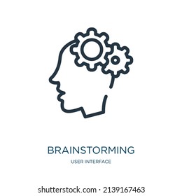 brainstorming icon thin line icon. business, think linear icons from user interface concept isolated outline sign. Vector illustration symbol element for web design and apps.