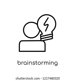 brainstorming icon. Trendy modern flat linear vector brainstorming icon on white background from thin line collection, outline vector illustration