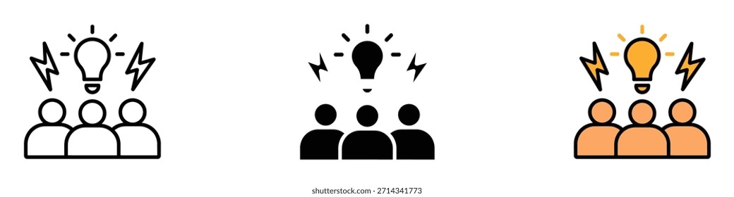 Vector de ícono de lluvia de ideas. Ilustración vectorial eficaz de lluvia de ideas y esfuerzos de trabajo en equipo.