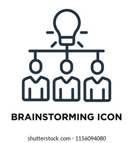 Brainstorming icon vector isolated on white background, Brainstorming transparent sign , thin symbols or lined elements in outline style