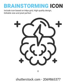 Vector de icono de lluvia de ideas con estilo de contorno aislado en fondo blanco. Icono de símbolo de símbolo de la lluvia de ideas de la ilustración del vector para negocios, finanzas, industria, empresa, aplicaciones, web y proyecto
