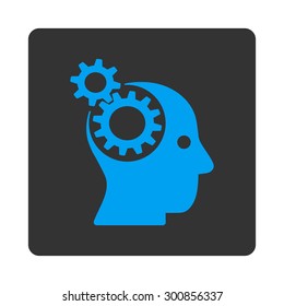 Brainstorming icon. Vector style is white and gray colors, flat rounded square button on a white background.