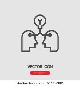 Brainstorming icon vector. Brainstorming symbol. Linear style sign for mobile concept and web design. Brainstorming symbol illustration. Pixel vector graphics - Vector.