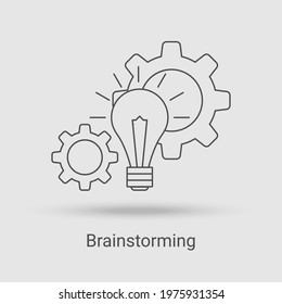 The brainstorming icon.Round-the-clock communication.Time management and workflow planning.Linear vector illustration.