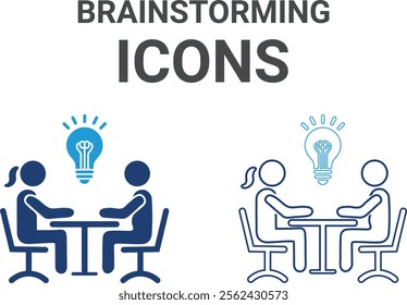 Brainstorming icons. Containing the mind, brainstorming, head, neuron, cognition, thinking, intelligence, and more. Solid vector icons collection.
