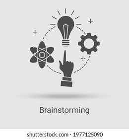 The brainstorming icon.Search for ideas and create new projects.Vector illustration of the thin line icon.Black on a white background.Glyph silhouette.