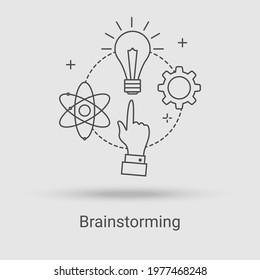 The brainstorming icon.Search for ideas and create new projects.Vector illustration of the thin line icon.