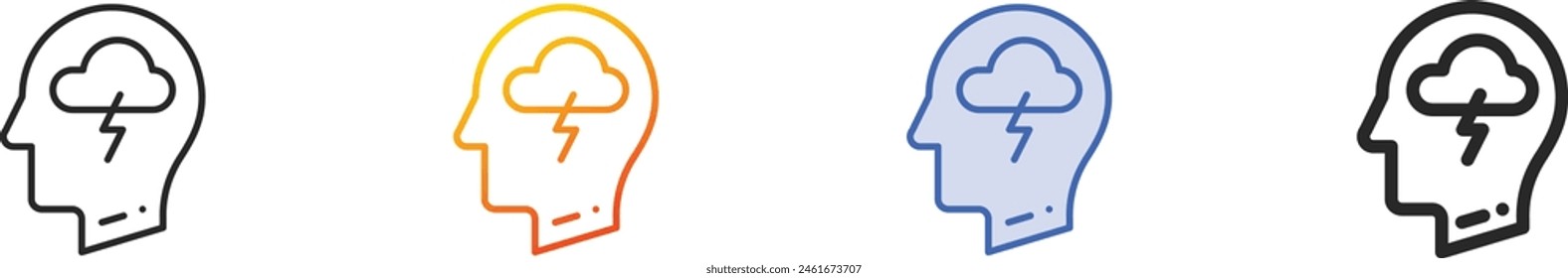 brainstorming icon.Thin Linear, Gradient, Blue Stroke and bold Style Design Isolated On White Background