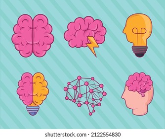 brainstorming, idea and creativity icons