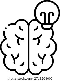Icono de idea de lluvia de ideas: Cerebro con bombilla
