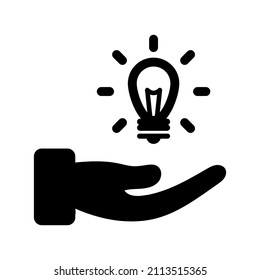 Idea de lluvia de ideas icono.lamp,.hand (ilustración vectorial)