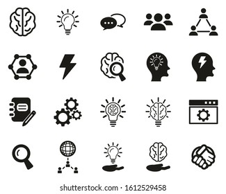 Brainstorming Or Idea Icons Black White Set Big